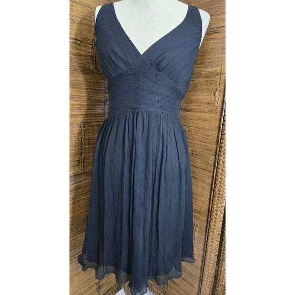 Vintage Express Silk Beaded Party Dress LBD Size 4